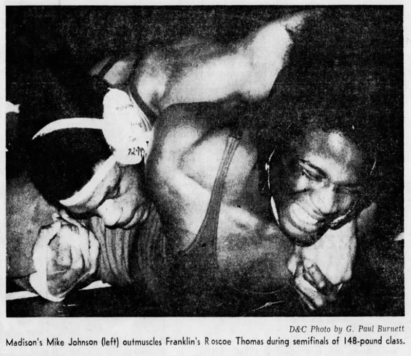 Mike Johnson (Madison) outmuscles Roscoe Thomas (Franklin)