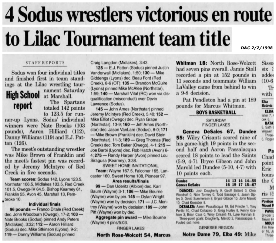 4 Sodus wrestlers victorious en route to Lilac Tournament team title