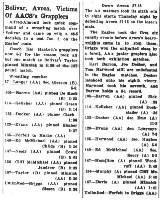 Bolivar, Avoca, Victims on AACS's Grapplers