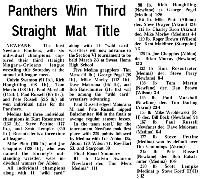 Panthers Win Third Straight Mat Title
