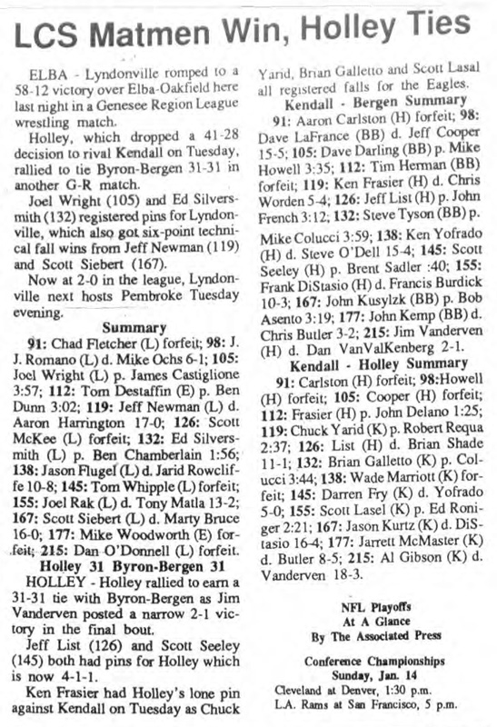 Lyndonville Matmen Win