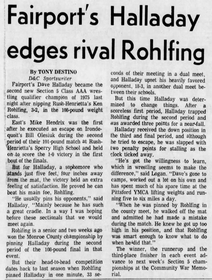 Fairport's Halladay edges rival Rohlfing