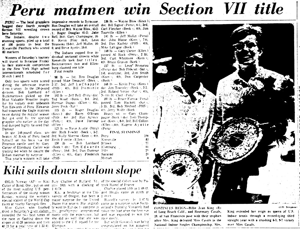 Peru matmen win Section VII title