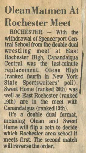 Olean Matmen at Rochester Meet