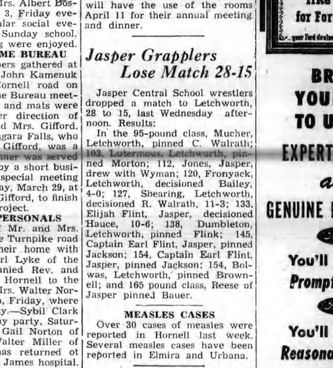 Jasper Grapplers Lose Match 28-15