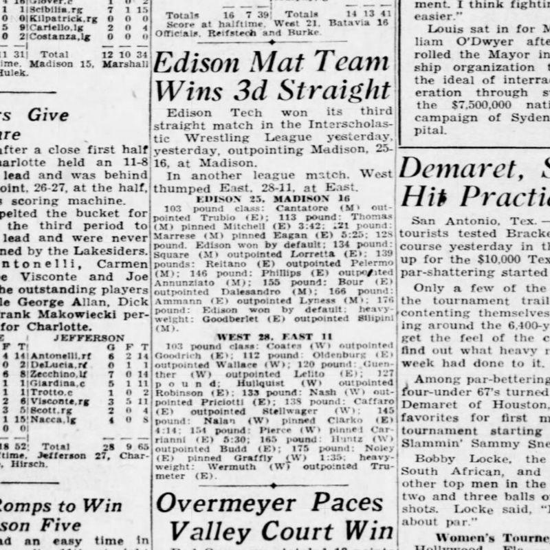 Edison Mat team Wins 3rd Straight