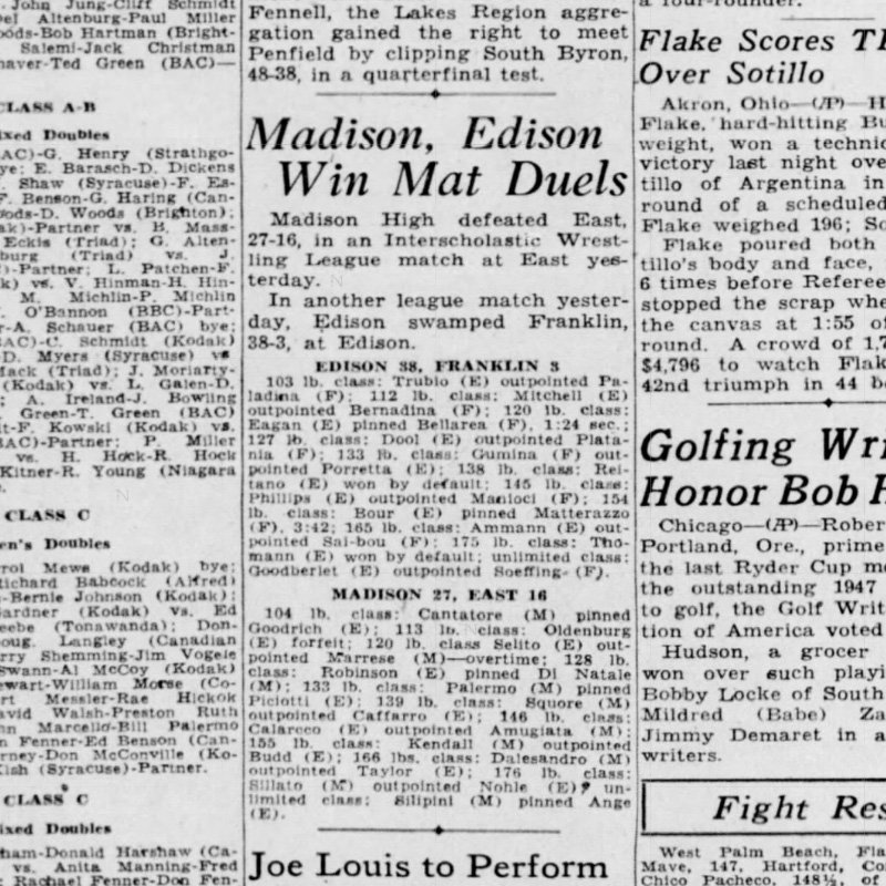 Madison, Edison Win Mat Duels