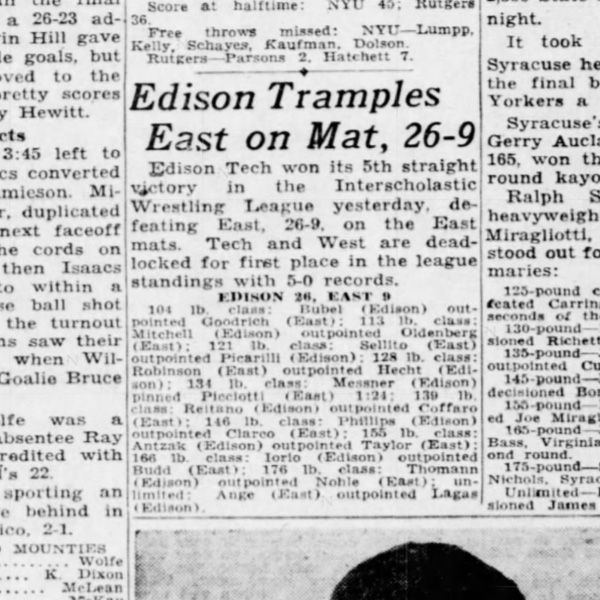 Edison Tramples East on Mat