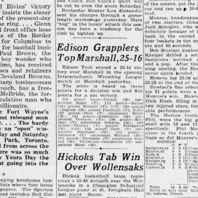 Edison Grapplers Top Marshall, 25-16