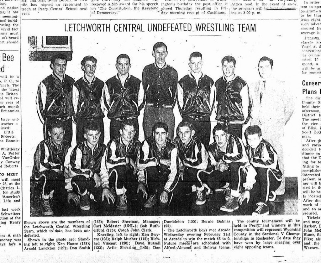 Letchworth Central Undefeated Wrestling Team
