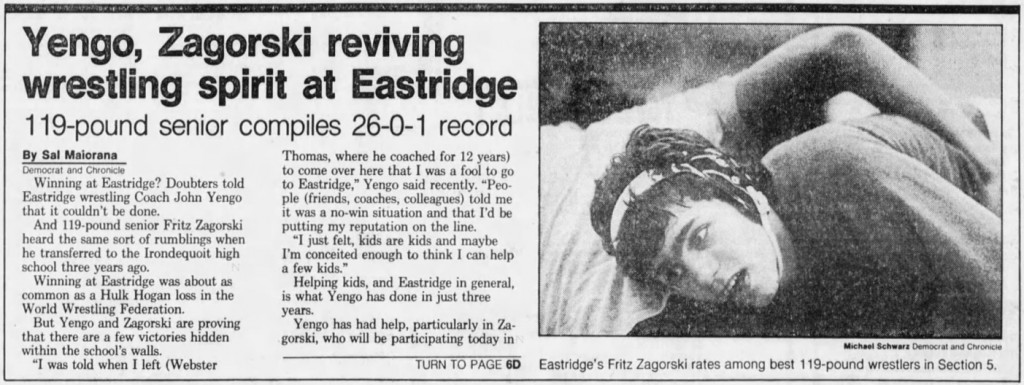 Yengo, Zagorski reviving wrestling spirit at Eastridge (1/2)