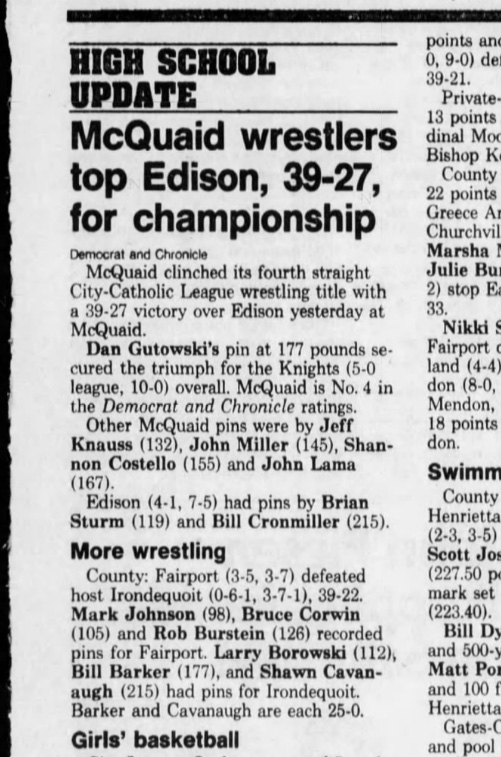 Fairport defeated host Irondequoit