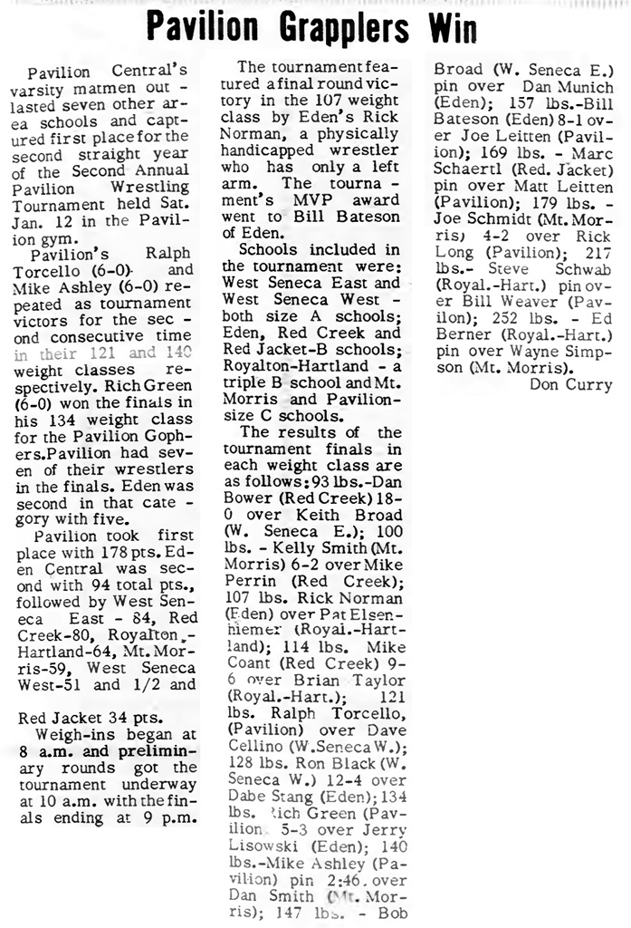 Pavilion Grapplers Win