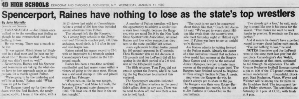 Spencerport, Raines have nothing to lose as the state's top wrestlers