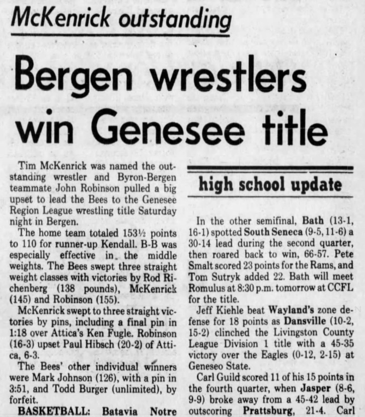 Bergen wrestlers win Genesee title