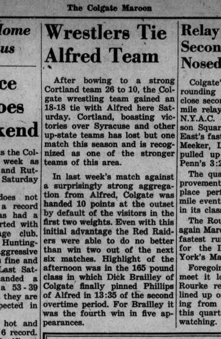 Wrestlers Tie Alfred Team