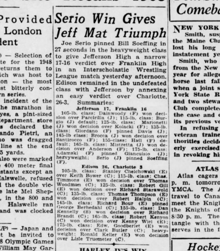 Serio Win Gives Jeff Mat Triumph