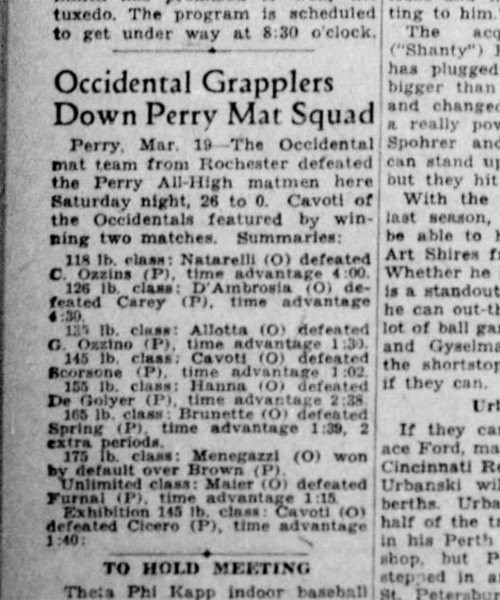 Occidental Grapplers Down Perry Squad