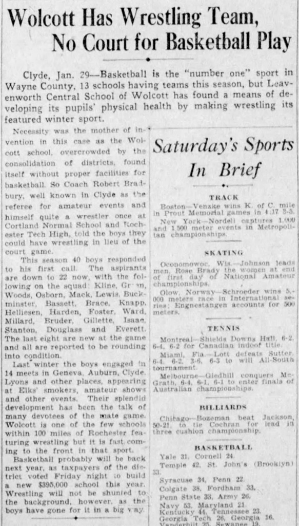 Wolcott Has Wrestling Team, No Court for Basketball Play