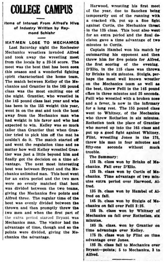 Mat-Men Lose to Mechanics