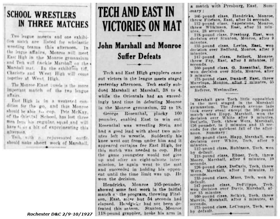 Tech and East in Victories on Mat