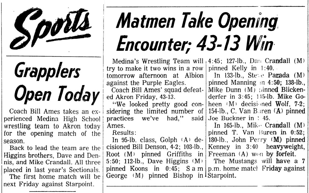 Matmen Take Opening Encounter; 43-13 Win