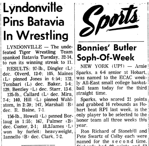 Lyndonville Pins Batavia in Wrestling