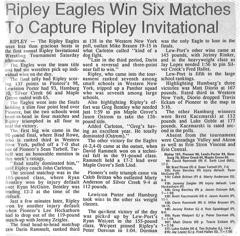 Ripley Eagles Win Six Matches To Capture Ripley Invitational