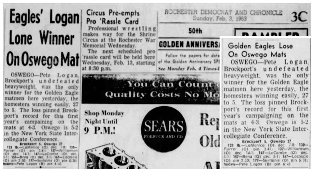 Eagles' Logan Lone Winner On Oswego Mat