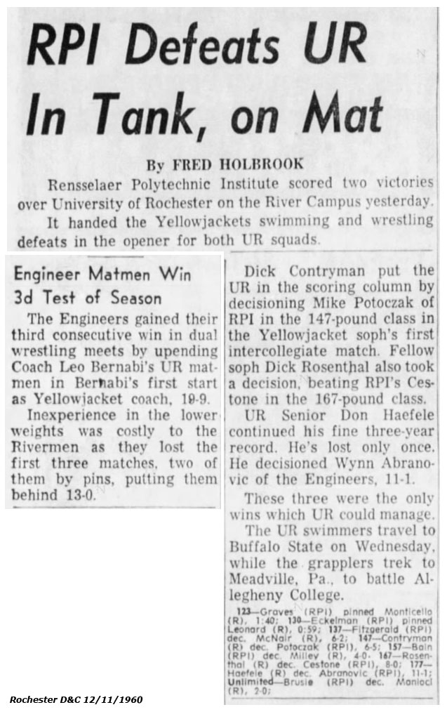 RPI Defeats UR In Tank, On Mat