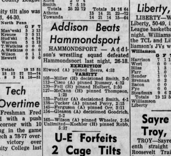 Addison Beats Hammondsport