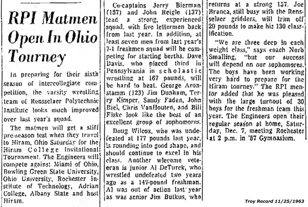 RPI Matmen Open In Ohio Tournament