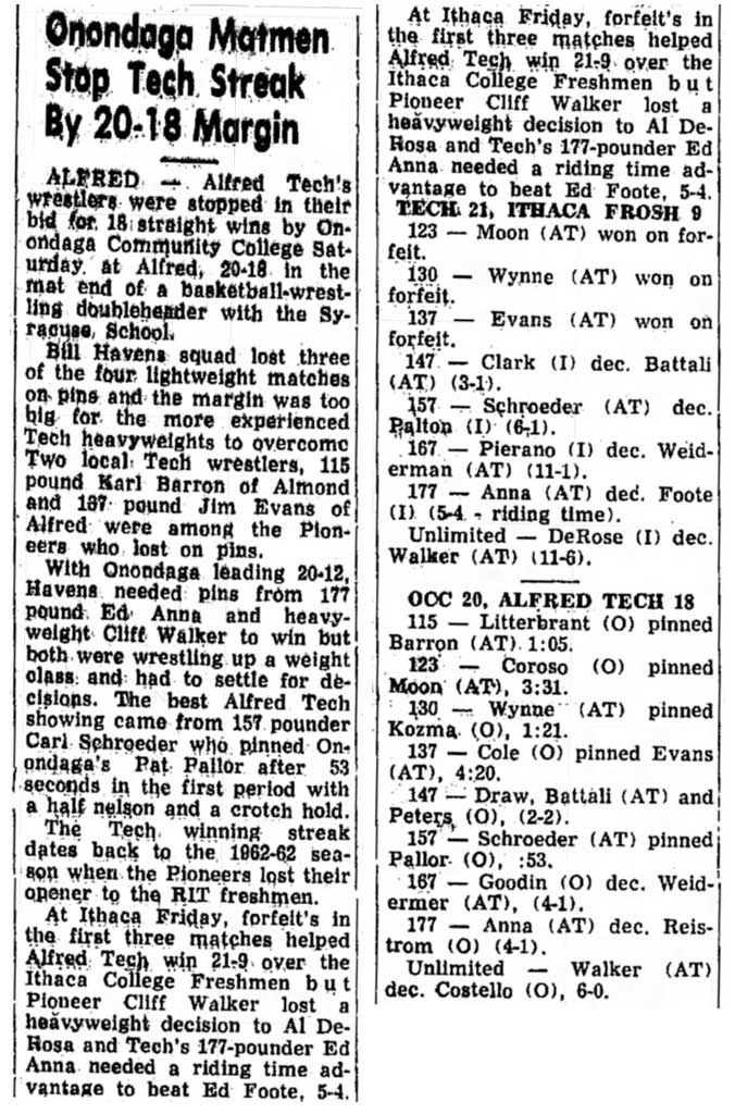 Tech 21, Ithaca Frosh 9