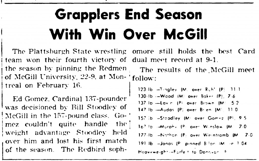 Grapplers End Season With Win Over McGill