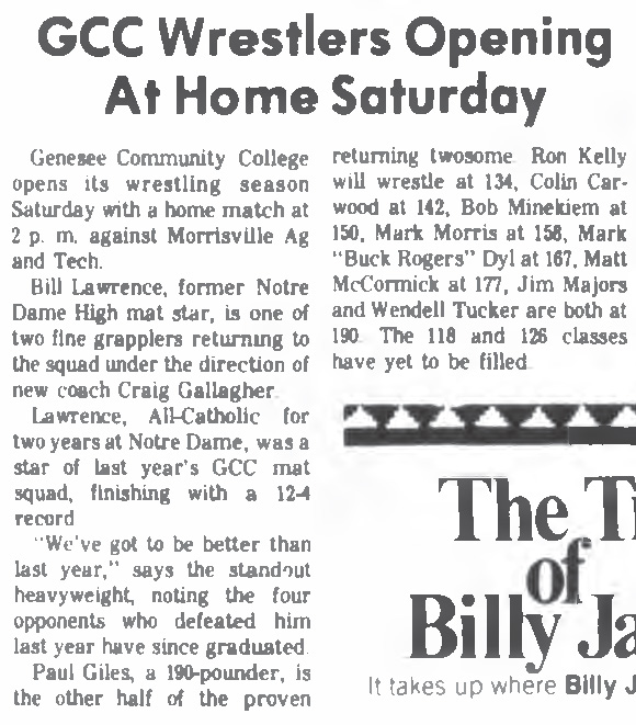 GCC Wrestlers Opening At Home Saturday