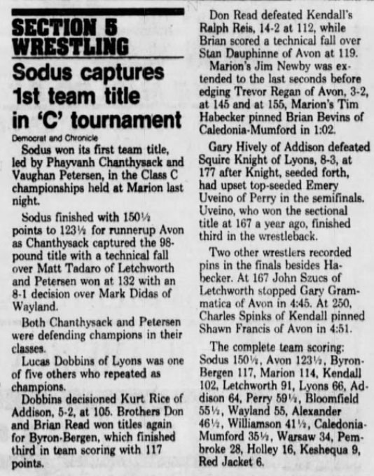 Sodus captures first team title in Class C Tournament