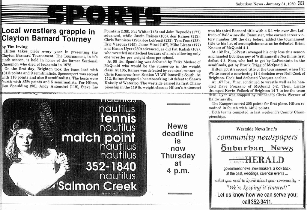 Local wrestlers grapple in Clayton Barnard Tourney