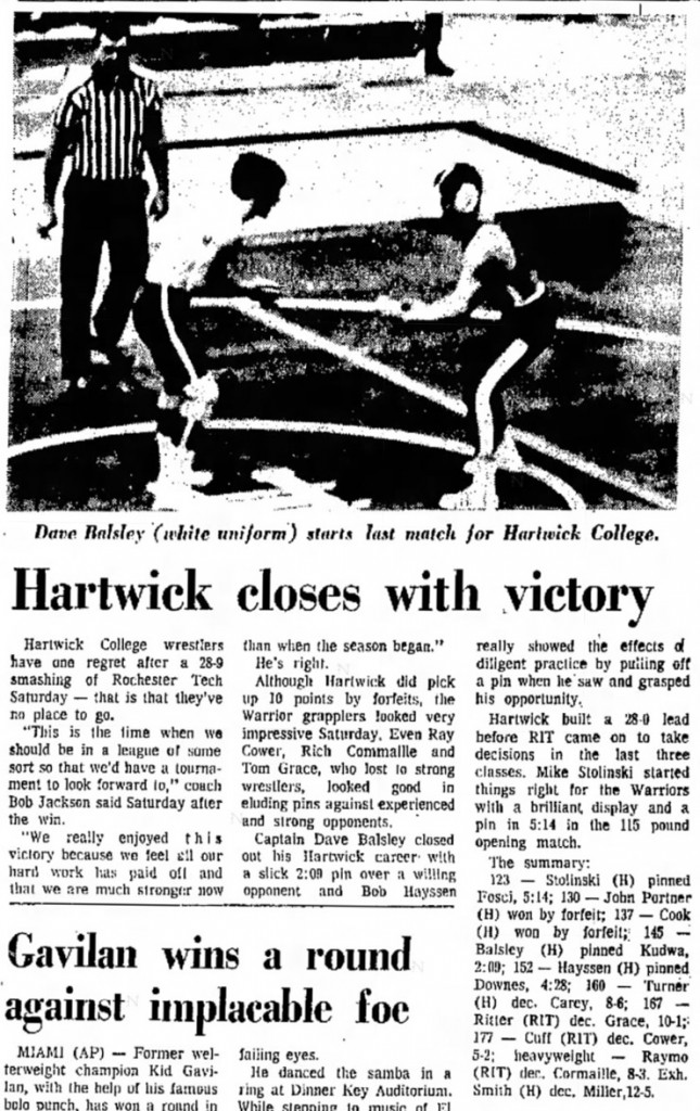 Hartwick closes with victory