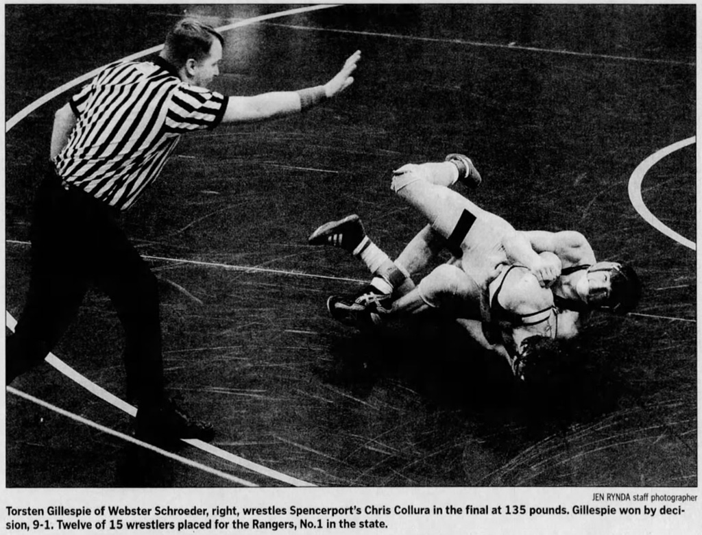 Torsten Gillespie wrestles Chris Collura