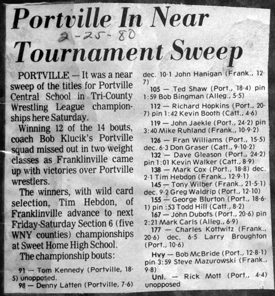 Portville in Near Tournament Sweep