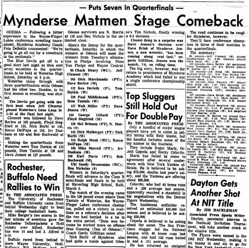 Mynderse Matmen Stage Comeback