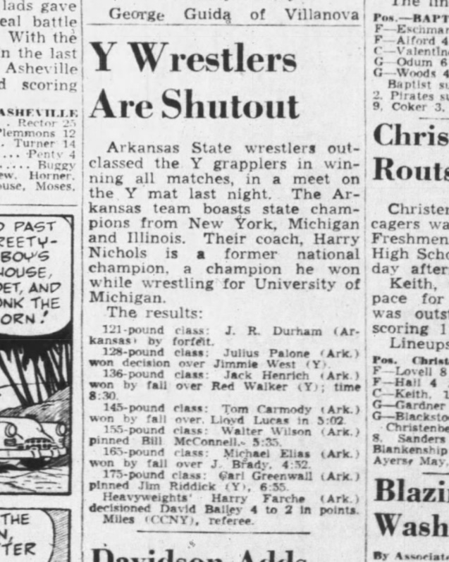 Y Wrestlers Are Shutout