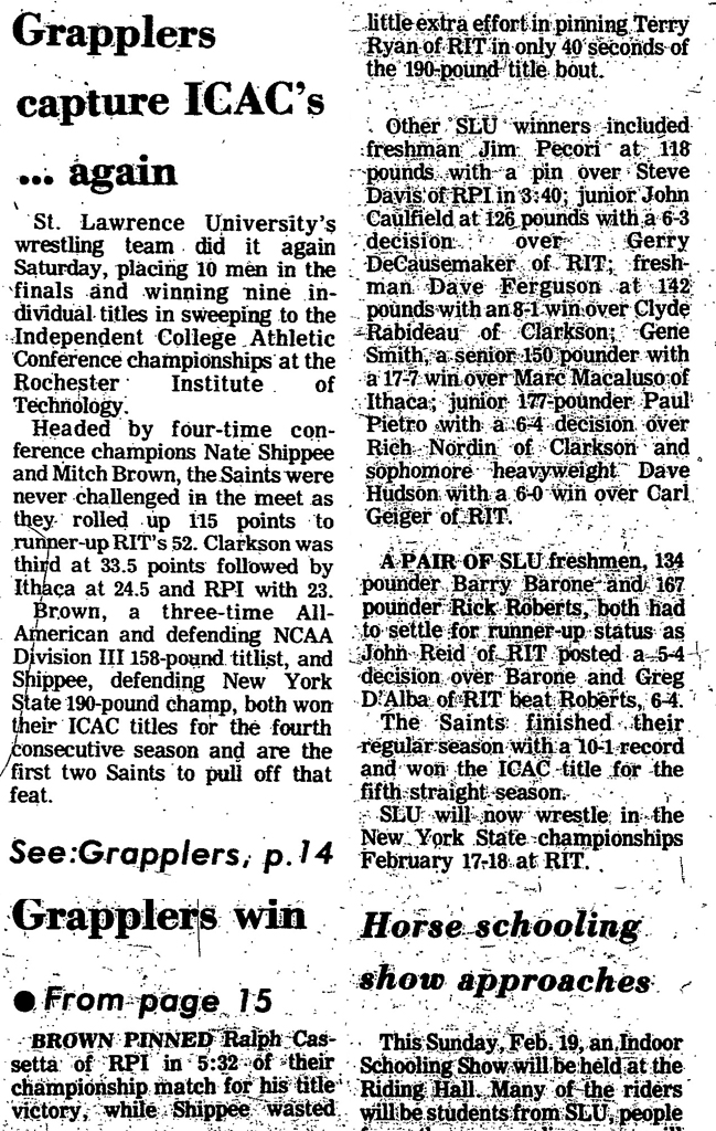 St. Lawrence Grapplers capture ICACs... again