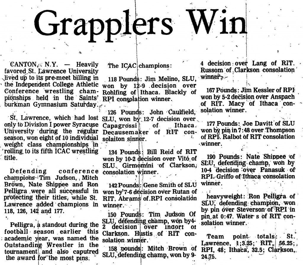 St. Lawrence Grapplers Win