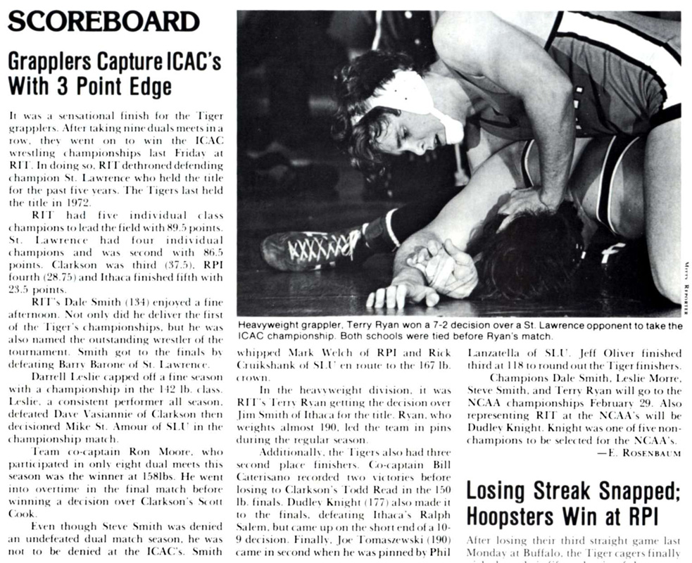 RIT Grapplers Capture ICAC's With 3 Point Edge