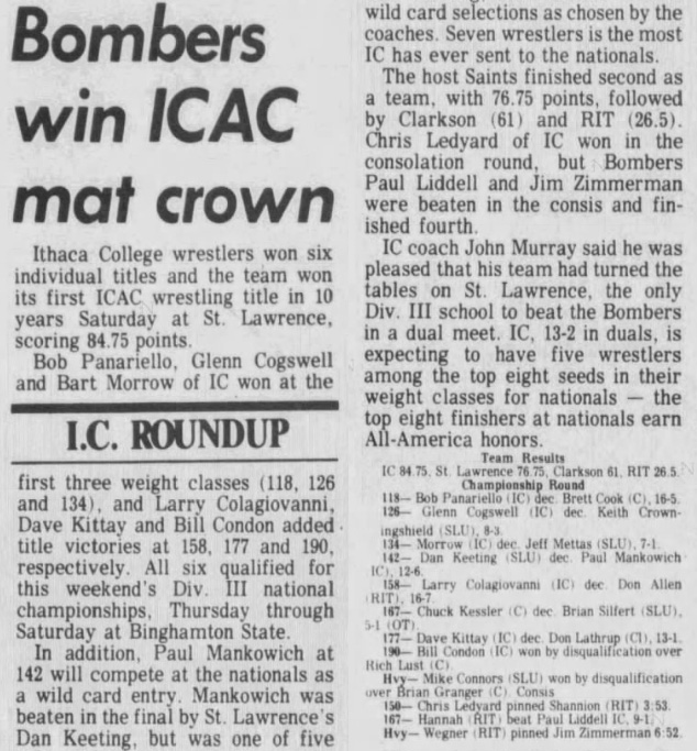 Bombers win ICAC mat crown