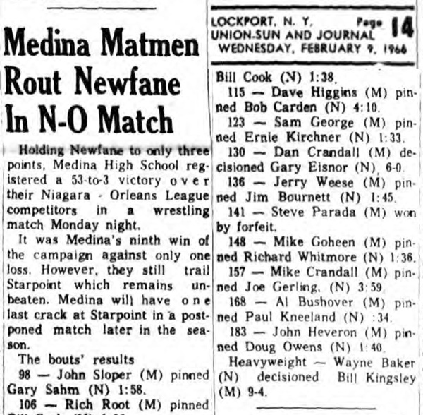 Medina Matmen Rout Newfane In N-O Match