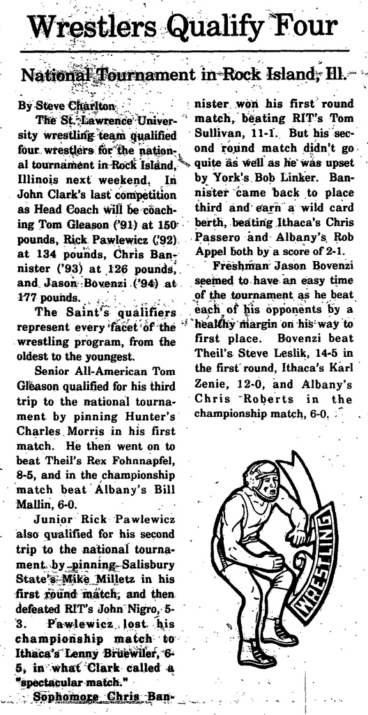 St. Lawrence Wrestlers Qualify Four