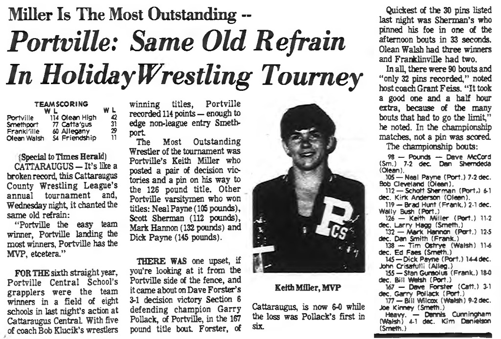 Portville: Same Old Refrain In Holiday Wrestling Tourney