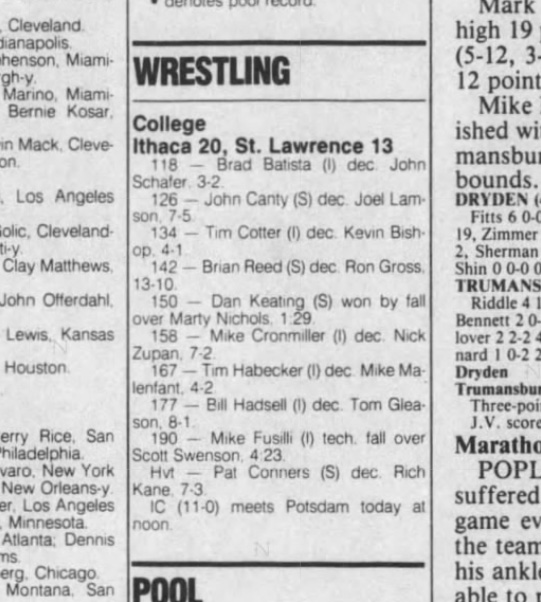 Ithaca 20, St. Lawrence 13